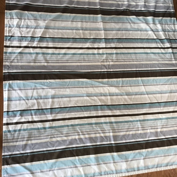 Striped Shower Curtain Beach Brown Tan Aqua Blue stripes - Picture 4 of 14